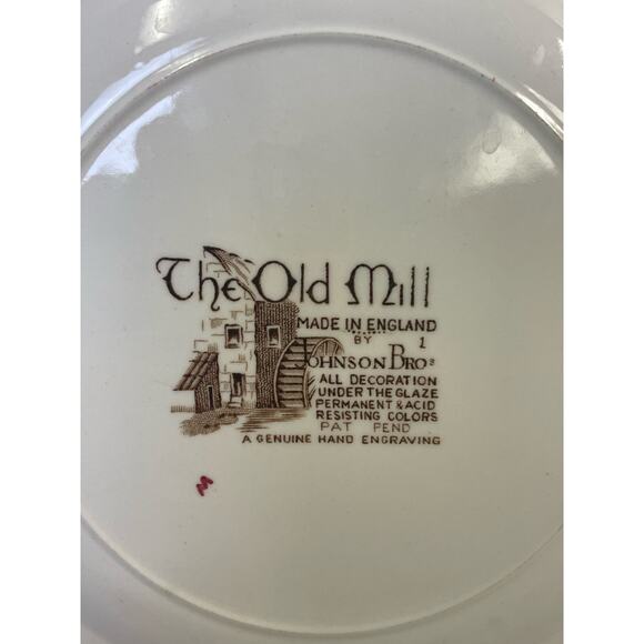 2 Vintage The Old Mill Made In England by Johnson Bros Round Bowl Square Plate - Picture 7 of 8